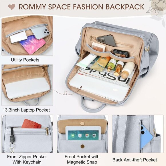 Women Leather Backpack Purse Mini Convertible Stylish Travel Organizer